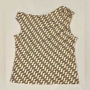 NWT INC International Concepts Brown and White Wave Pattern Blouse, Women's XXL